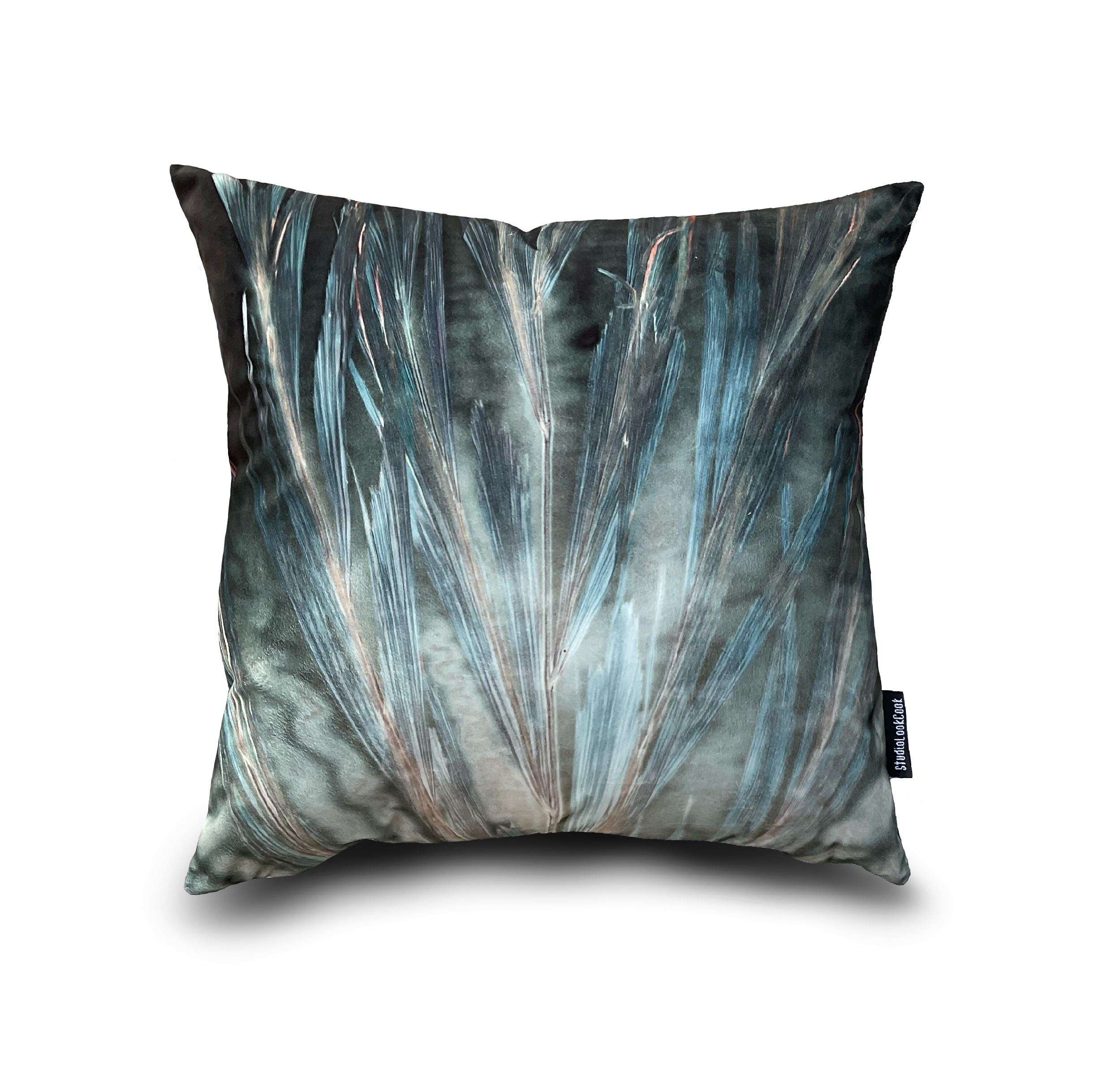 Turquoise Leaf Velvet Pillow