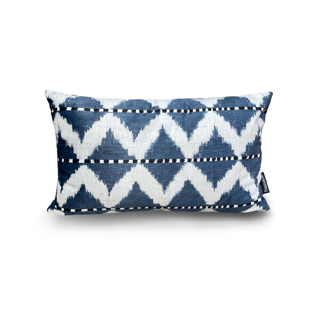 Blu Ikat Velvet Pillow